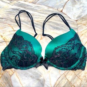 34B Seduction Very Sexy Bra Push-up Green Lace Limited Edition Rare